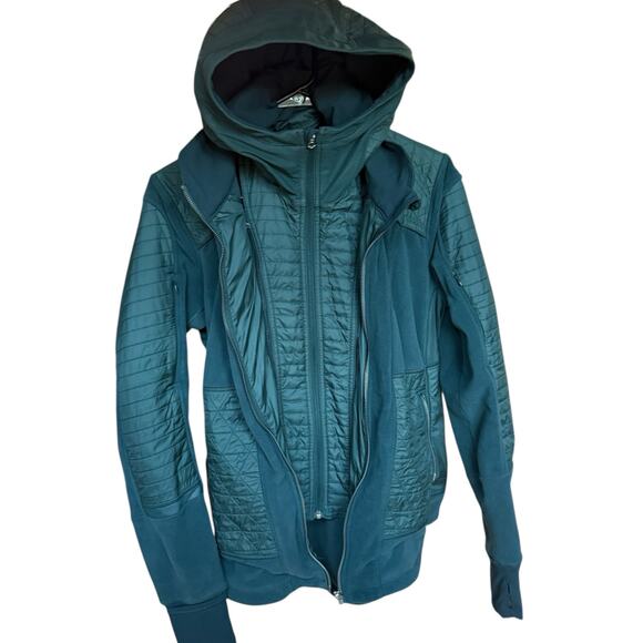 Lululemon Fleecy Keen Jacket II Women's Size 10 Fuel Green Hooded Casual Winter - Picture 10 of 16